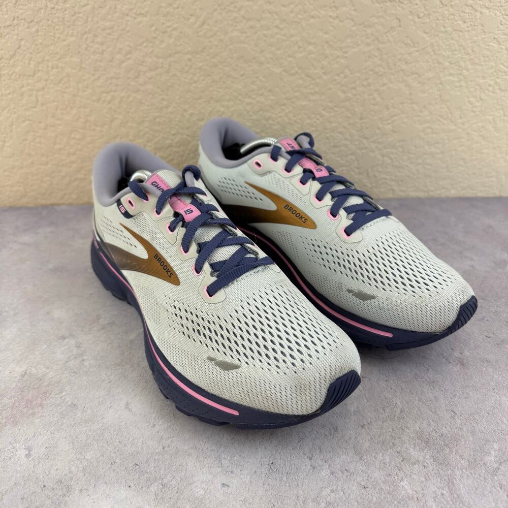 Brooks Ghost 15 Shoes Womens Size 9.5 B Gray Purple Running Gym
